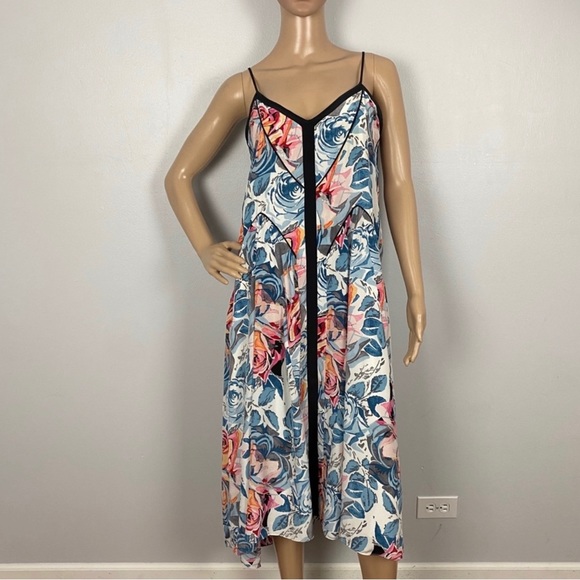 NEW ELIZABETH AND JAMES SILK FLORAL PRINT MIDI SLIP DRESS - Picture 2 of 6